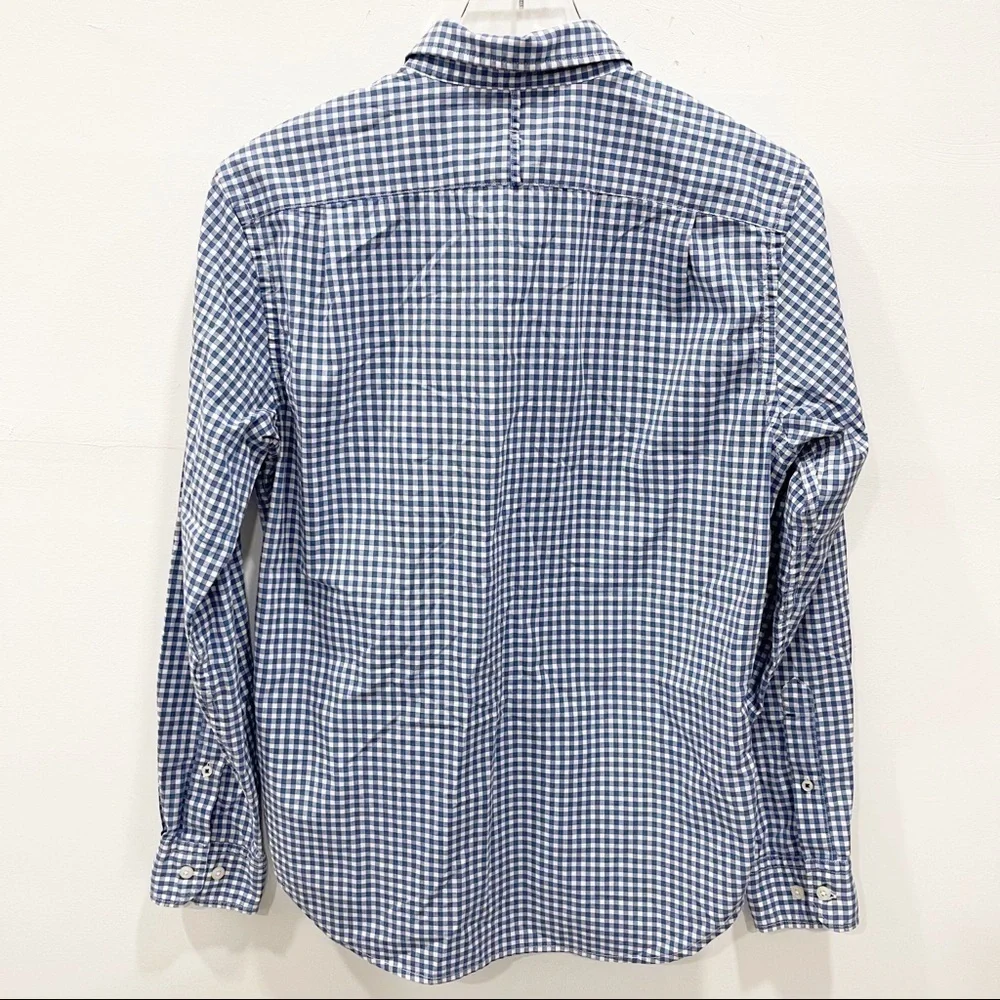 Banana Republic Camden Fit Mini Check Blue Sky Shirt Button Down Small